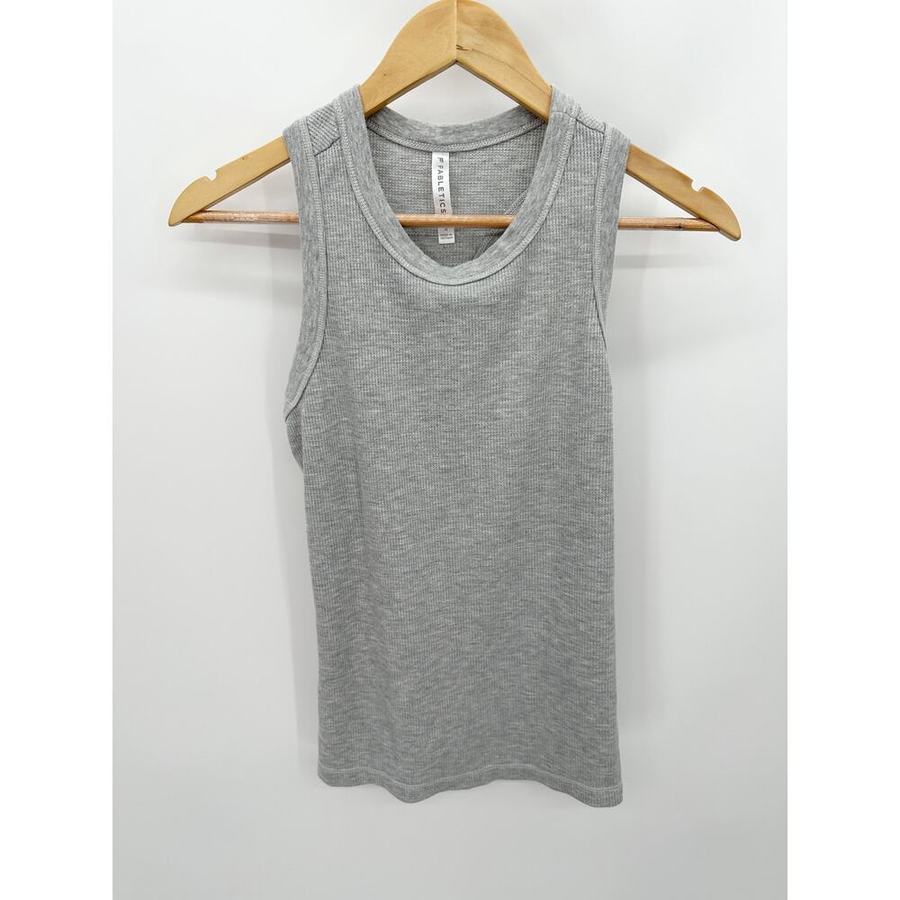 Fabletics Top‎ Women SMALL Light Grey Heather Tinsley Waffle Sleeveless Tank